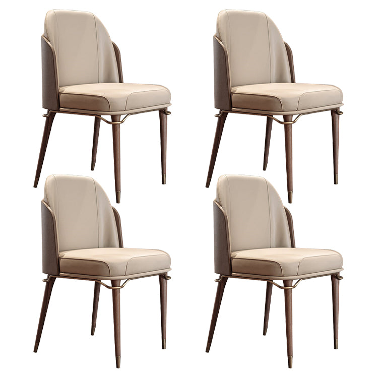 Solid Back Chair Scandinavian Design Armless Leather Dining Chair
