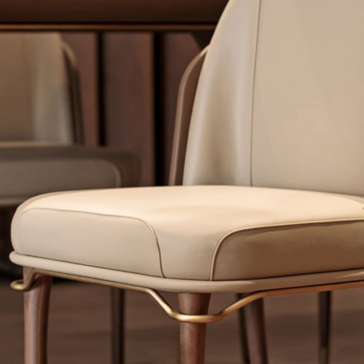 Solid Back Chair Scandinavian Design Armless Leather Dining Chair