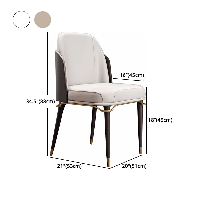 Solid Back Chair Scandinavian Design Armless Leather Dining Chair
