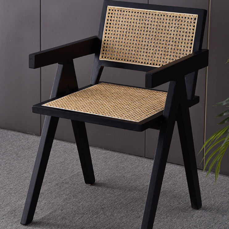 Nordic Style 15.7 " Wide Wood Fixed Back Fino Base Arm Chair