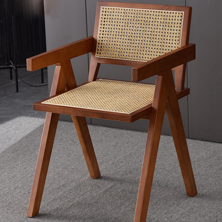 Nordic Style 15.7 " Wide Wood Fixed Back Fino Base Arm Chair