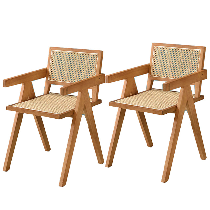 Nordic Style 15.7 " Wide Wood Fixed Back Fino Base Arm Chair