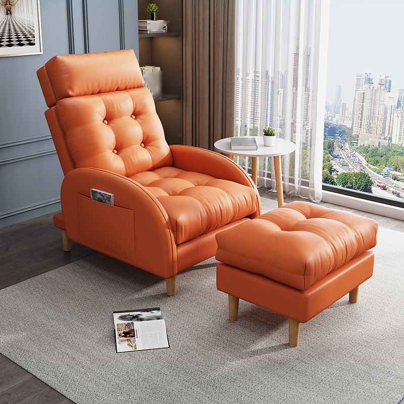 Contemporary Faux Leather Arms Included with Ottoman Lounge Accent Chair