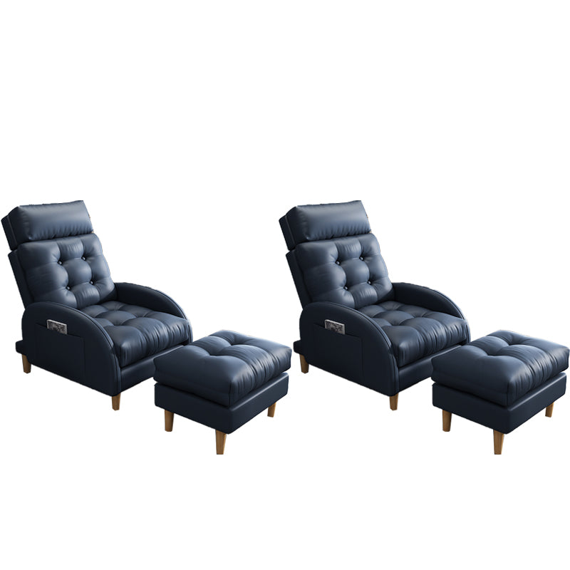 Contemporary Faux Leather Arms Included with Ottoman Lounge Accent Chair