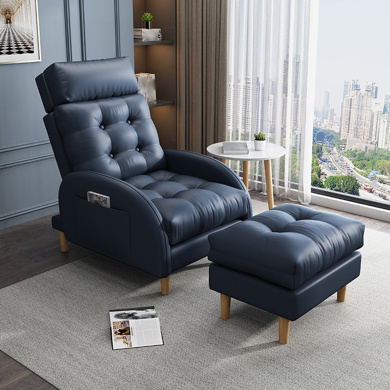 Contemporary Faux Leather Arms Included with Ottoman Lounge Accent Chair