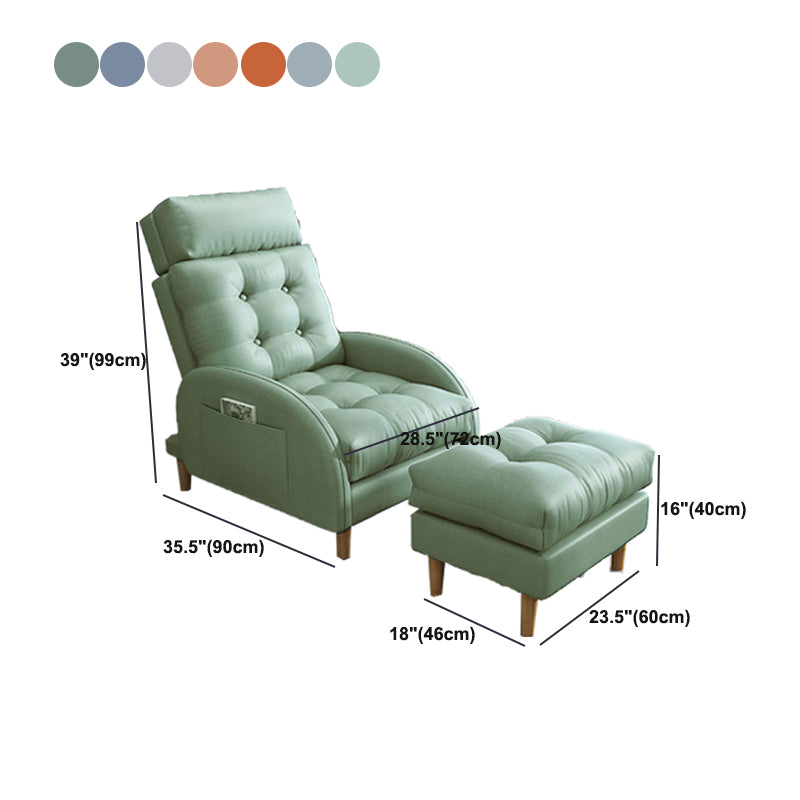 Contemporary Faux Leather Arms Included with Ottoman Lounge Accent Chair