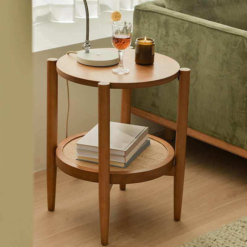 Scandinavian 4 Legs Coffee Table Round Wooden Coffee Table for Bedroom