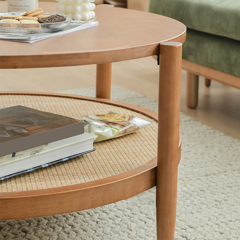 Scandinavian 4 Legs Coffee Table Round Wooden Coffee Table for Bedroom