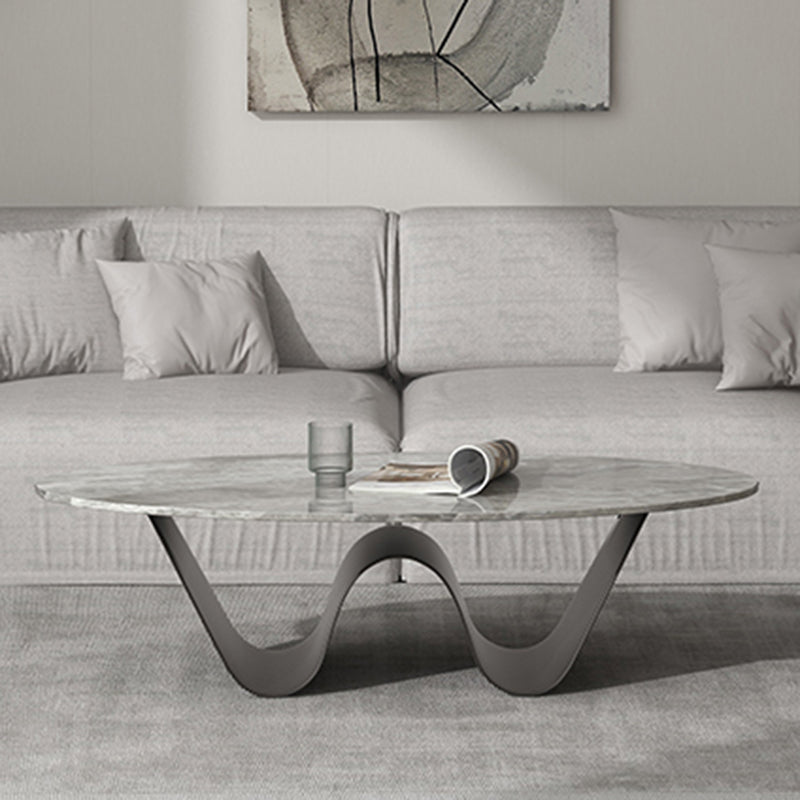 Glam Slate Coffee Cocktail Table Abstract Oval Coffee Table for Living Room