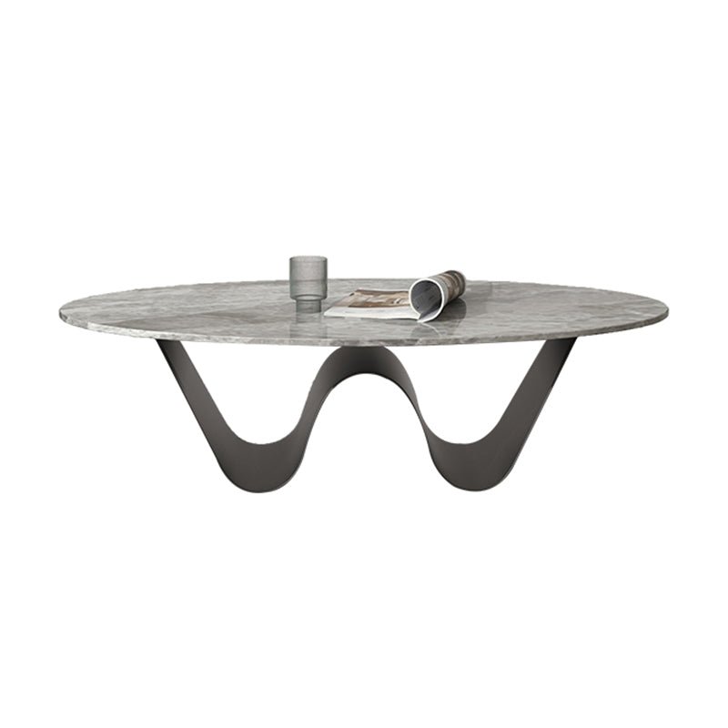Glam Slate Coffee Cocktail Table Abstract Oval Coffee Table for Living Room