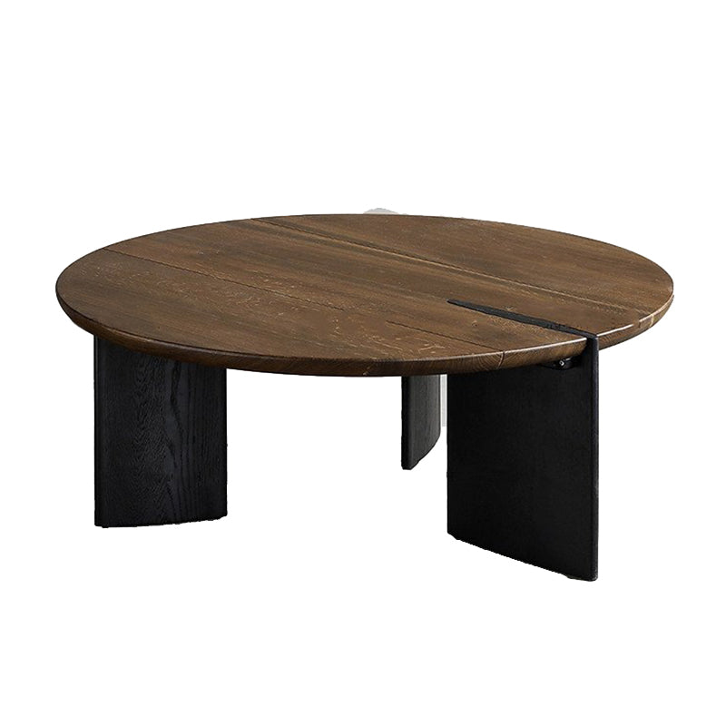 Contemporary Style Coffee Table Solid Wood Round Cocktail Table