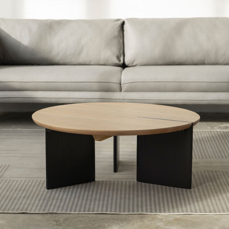 Contemporary Style Coffee Table Solid Wood Round Cocktail Table