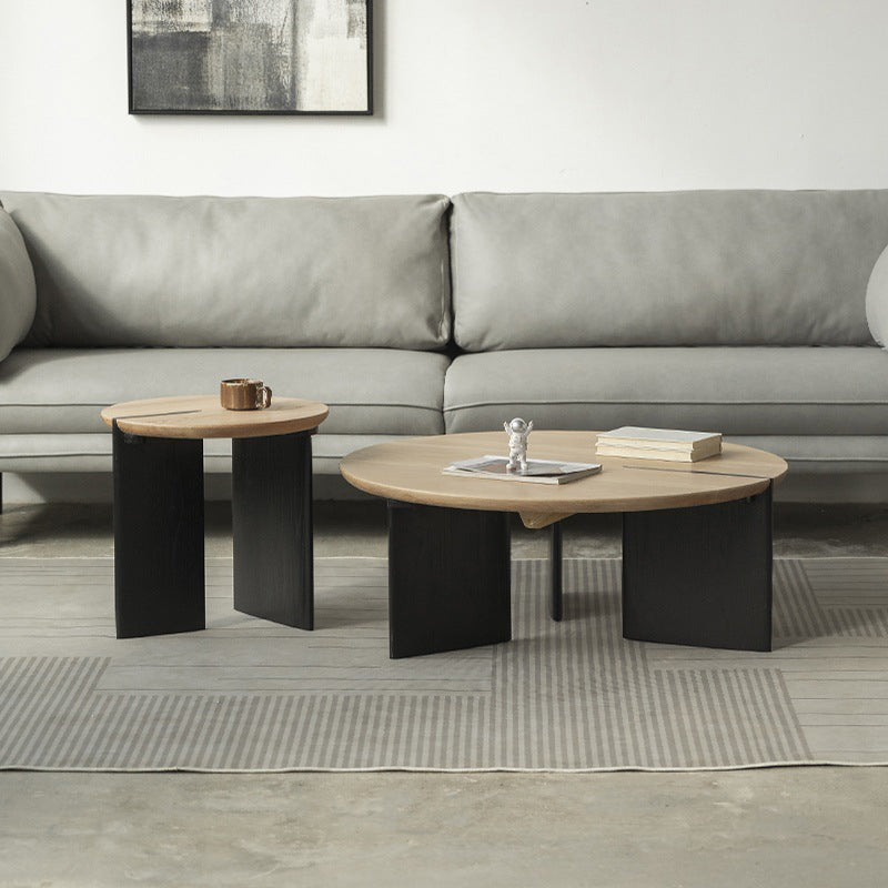 Contemporary Style Coffee Table Solid Wood Round Cocktail Table