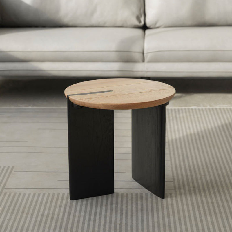 Contemporary Style Coffee Table Solid Wood Round Cocktail Table