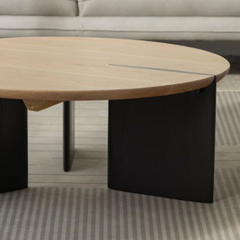 Contemporary Style Coffee Table Solid Wood Round Cocktail Table