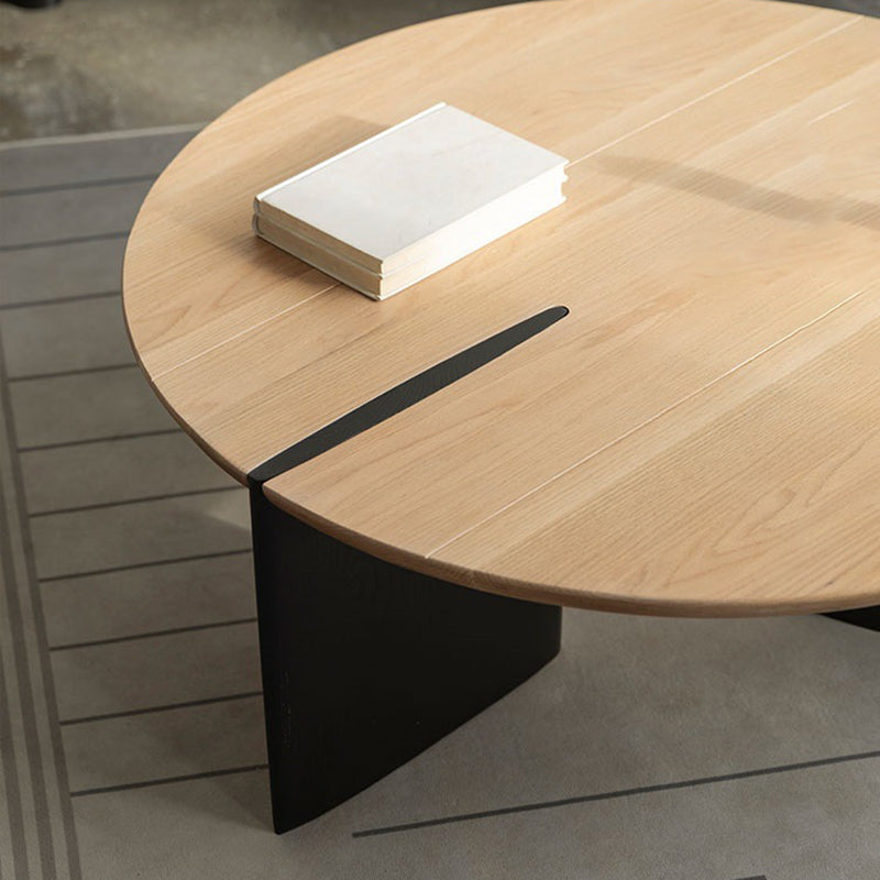 Contemporary Style Coffee Table Solid Wood Round Cocktail Table