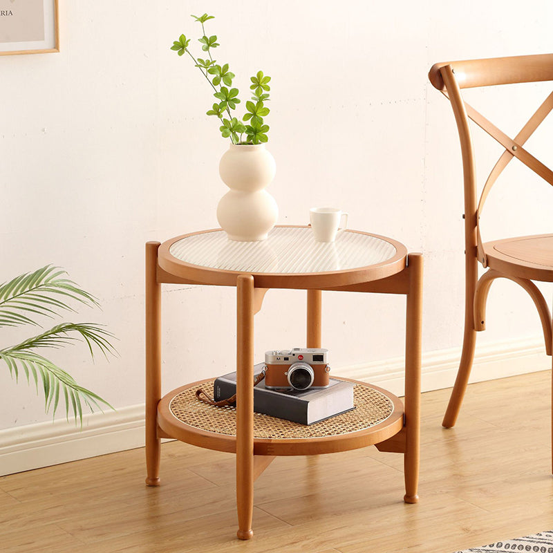 21.65" Tall Scandinavian Style Coffee Cocktail Table Wooden Round Coffee Table