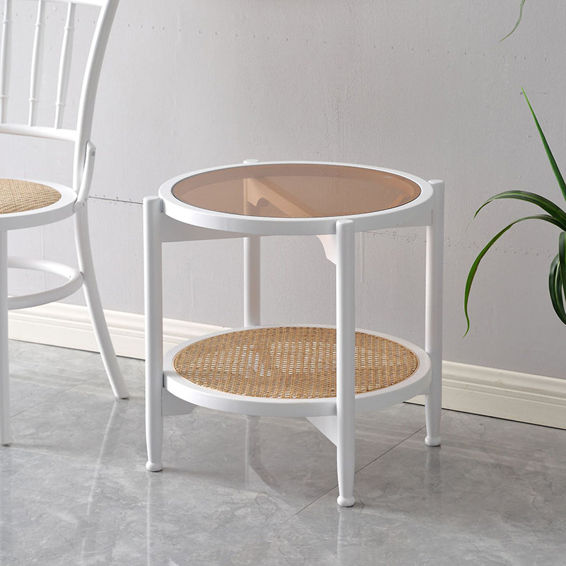 21.65" Tall Scandinavian Style Coffee Cocktail Table Wooden Round Coffee Table