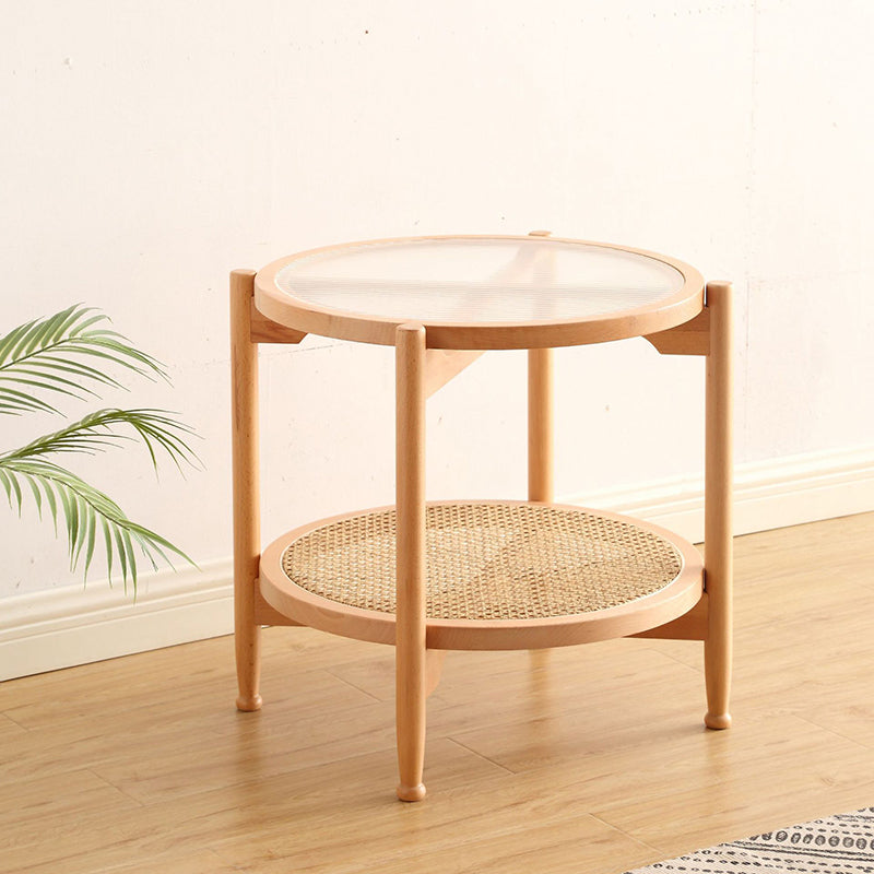 21.65" Tall Scandinavian Style Coffee Cocktail Table Wooden Round Coffee Table