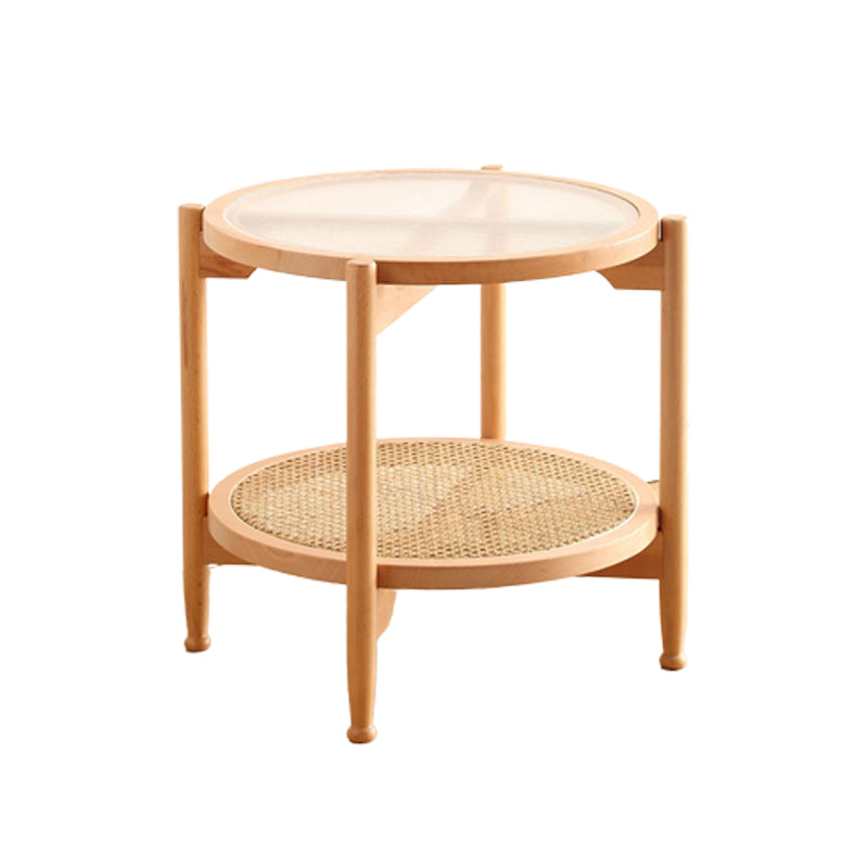 21.65" Tall Scandinavian Style Coffee Cocktail Table Wooden Round Coffee Table