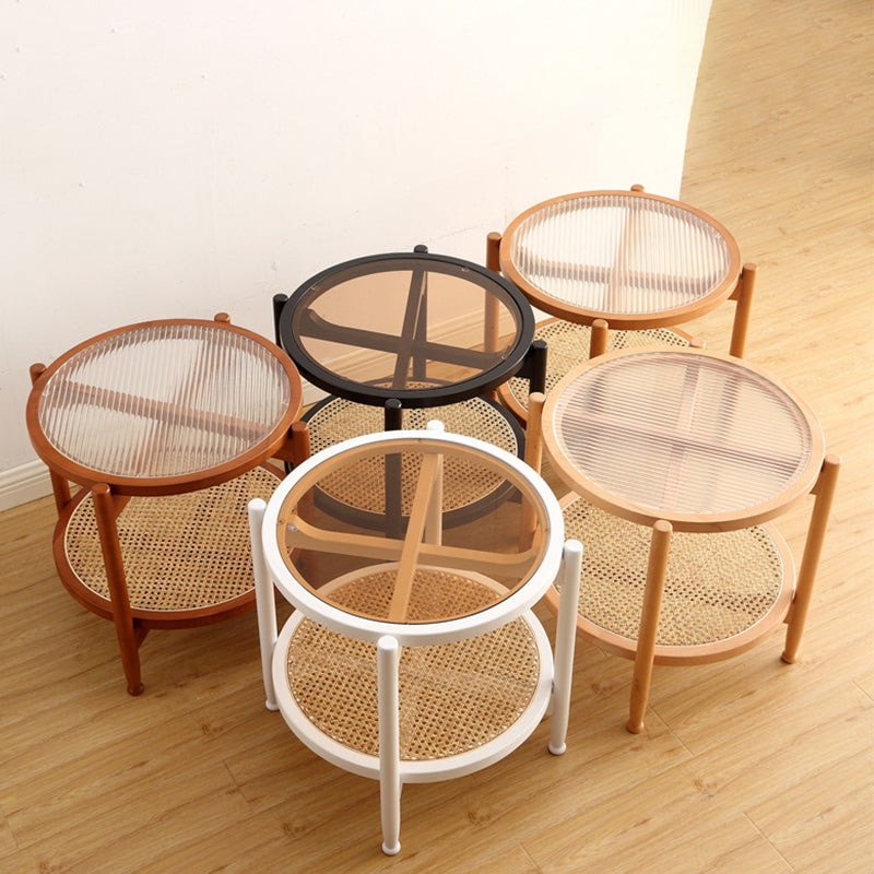 21.65" Tall Scandinavian Style Coffee Cocktail Table Wooden Round Coffee Table