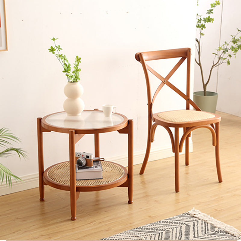 21.65" Tall Scandinavian Style Coffee Cocktail Table Wooden Round Coffee Table