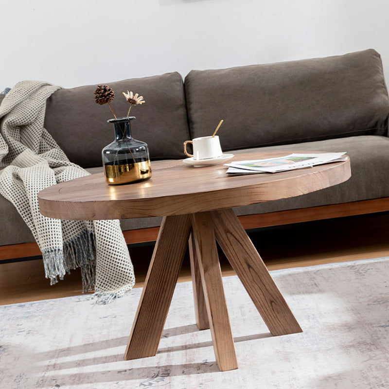 Scandinavian 4 Legs Coffee Table Round Wooden Coffee Table Set for Living Room