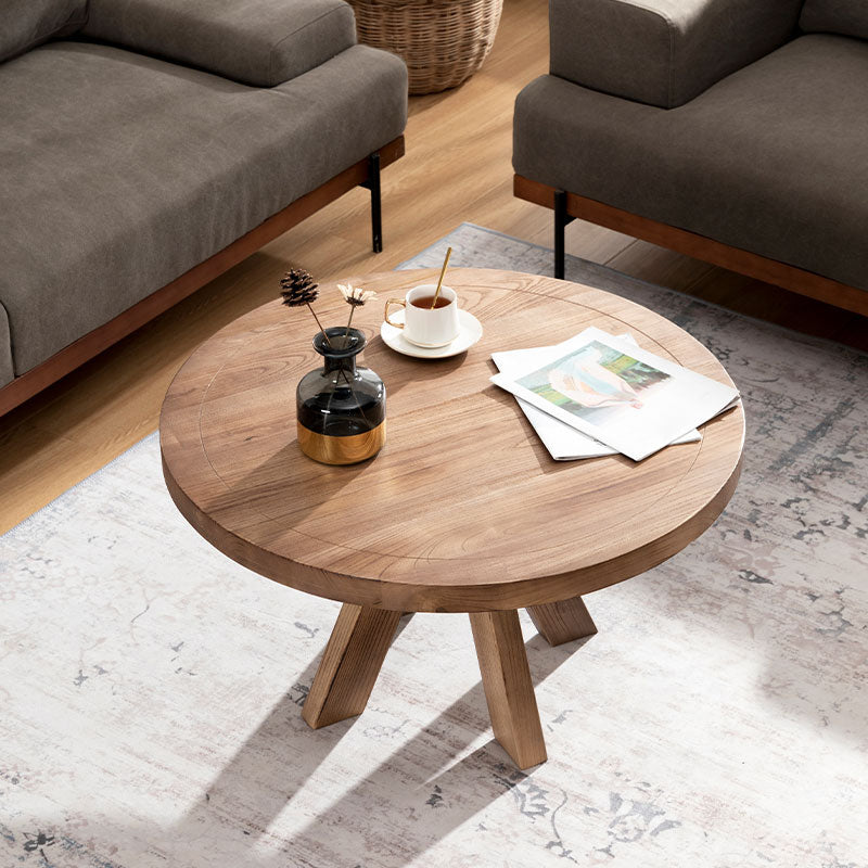 Scandinavian 4 Legs Coffee Table Round Wooden Coffee Table Set for Living Room