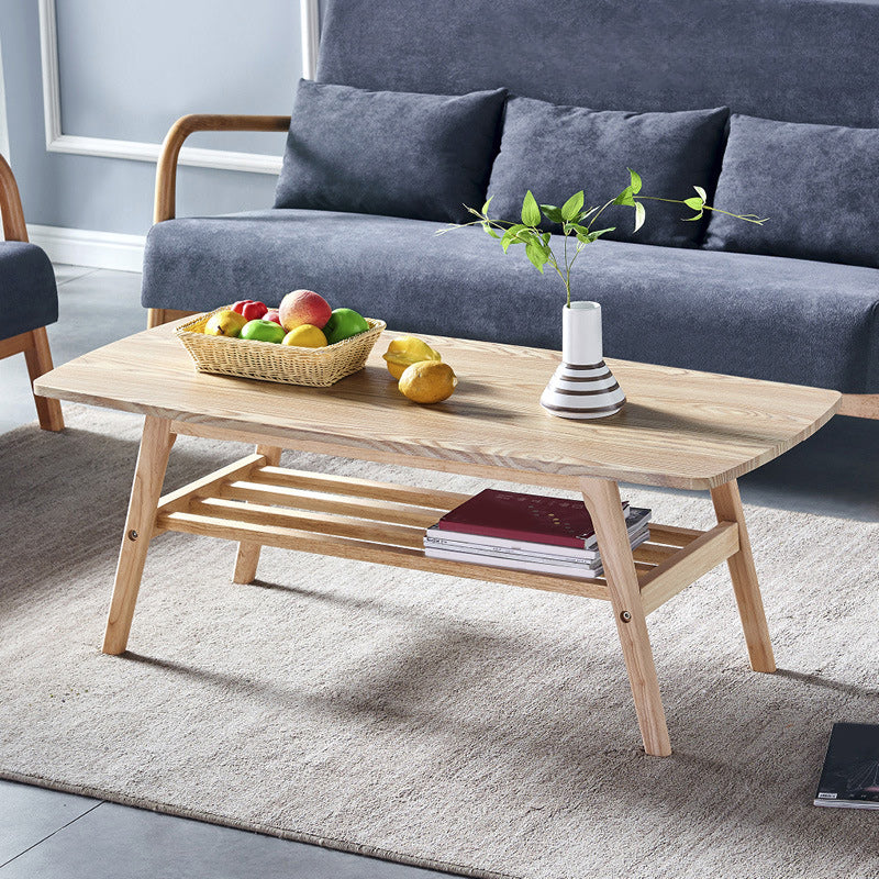 4 Legs 1 Coffee Table Modern Rectangular Solid Wood Coffee Table