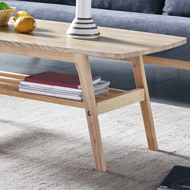 4 Legs 1 Coffee Table Modern Rectangular Solid Wood Coffee Table
