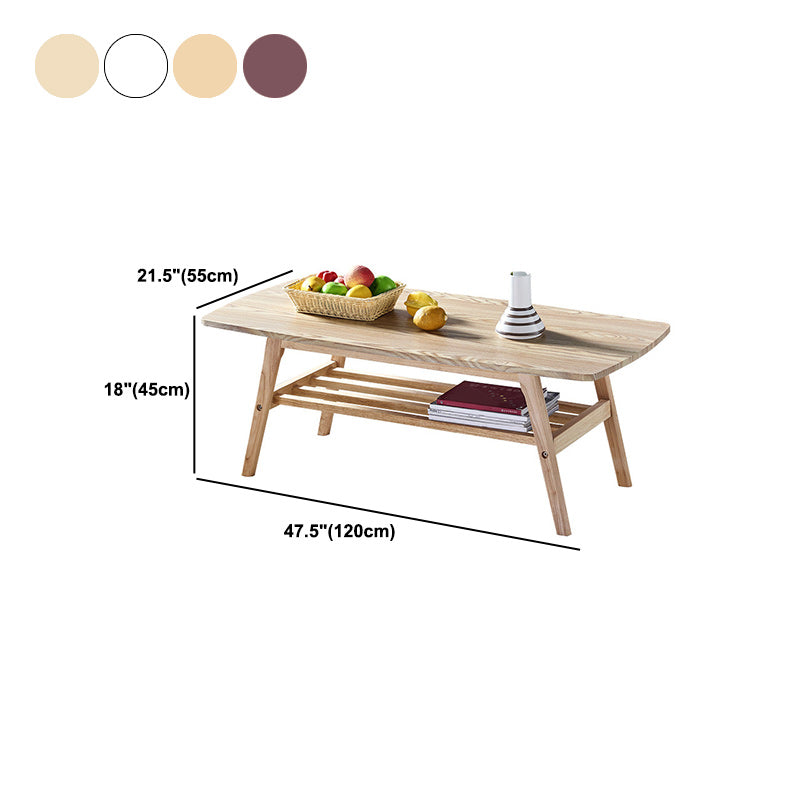 4 Legs 1 Coffee Table Modern Rectangular Solid Wood Coffee Table
