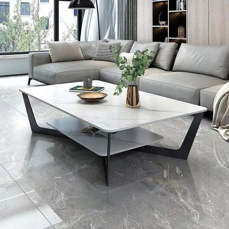 Slate Rectangular Coffee Table Modern Minimalist Cross Legs Coffee Table