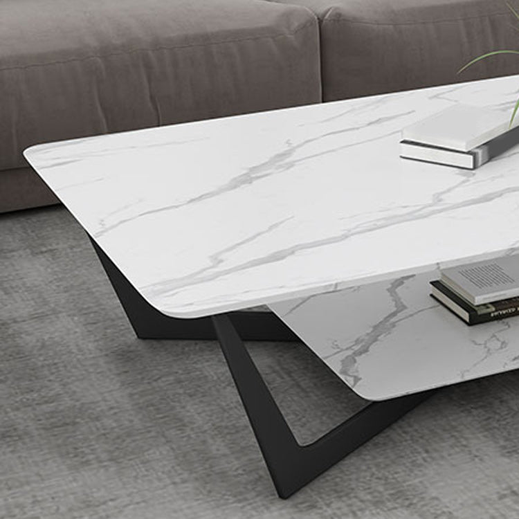 Slate Rectangular Coffee Table Modern Minimalist Cross Legs Coffee Table