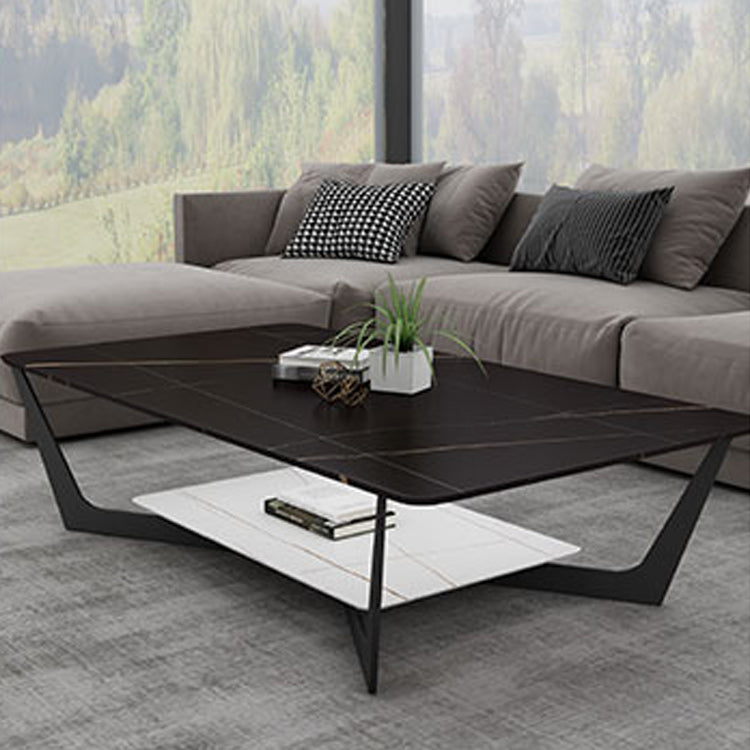 Slate Rectangular Coffee Table Modern Minimalist Cross Legs Coffee Table