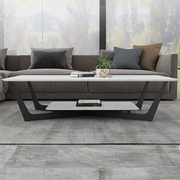 Slate Rectangular Coffee Table Modern Minimalist Cross Legs Coffee Table