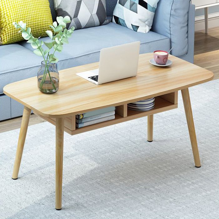 Modern Rectangle Wooden Coffee Table 16.5" H 4 Legs Cocktail Table