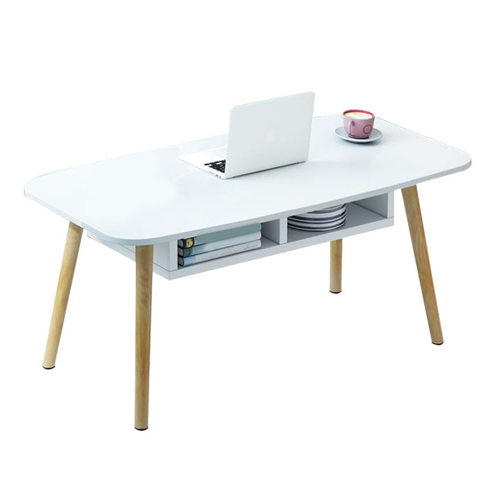 Modern Rectangle Wooden Coffee Table 16.5" H 4 Legs Cocktail Table