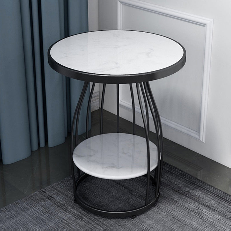 Modern Round Side End Table Frame End Table with Storage and Shelf