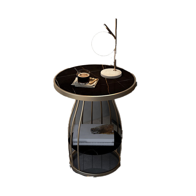 Modern Round Side End Table Frame End Table with Storage and Shelf