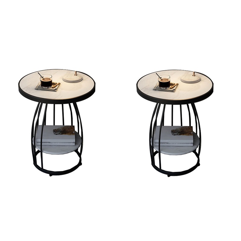 Modern Round Side End Table Frame End Table with Storage and Shelf