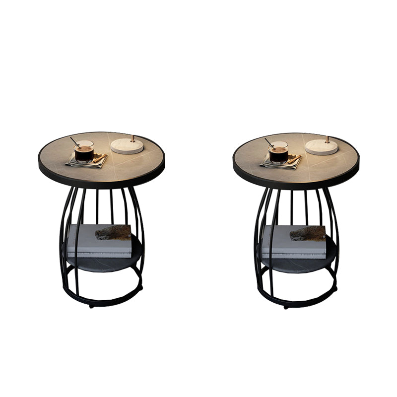 Modern Round Side End Table Frame End Table with Storage and Shelf