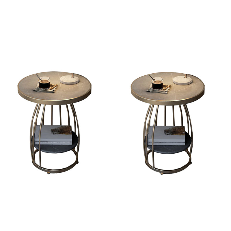 Modern Round Side End Table Frame End Table with Storage and Shelf