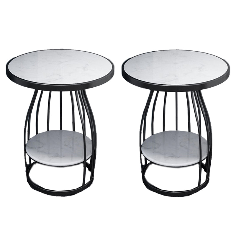Modern Round Side End Table Frame End Table with Storage and Shelf