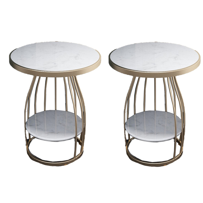 Modern Round Side End Table Frame End Table with Storage and Shelf