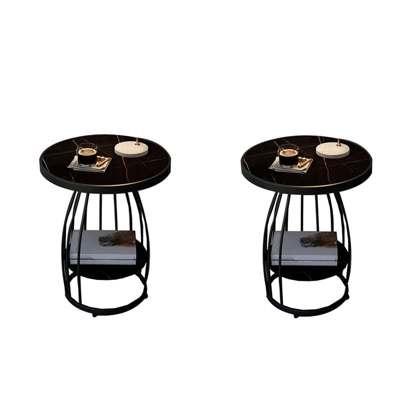 Modern Round Side End Table Frame End Table with Storage and Shelf