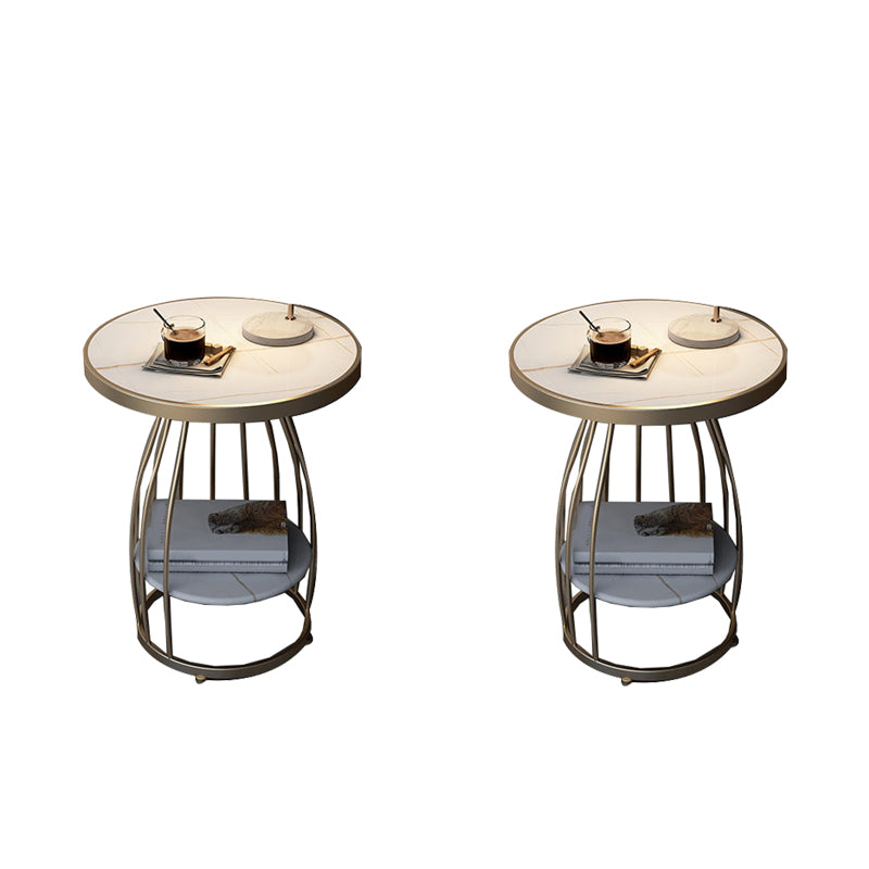 Modern Round Side End Table Frame End Table with Storage and Shelf