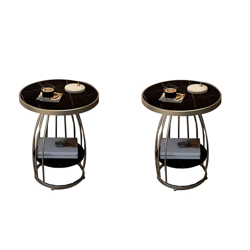 Modern Round Side End Table Frame End Table with Storage and Shelf