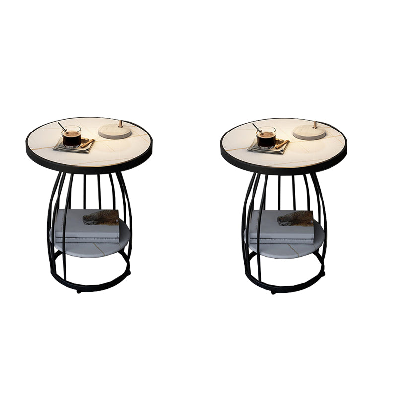 Modern Round Side End Table Frame End Table with Storage and Shelf