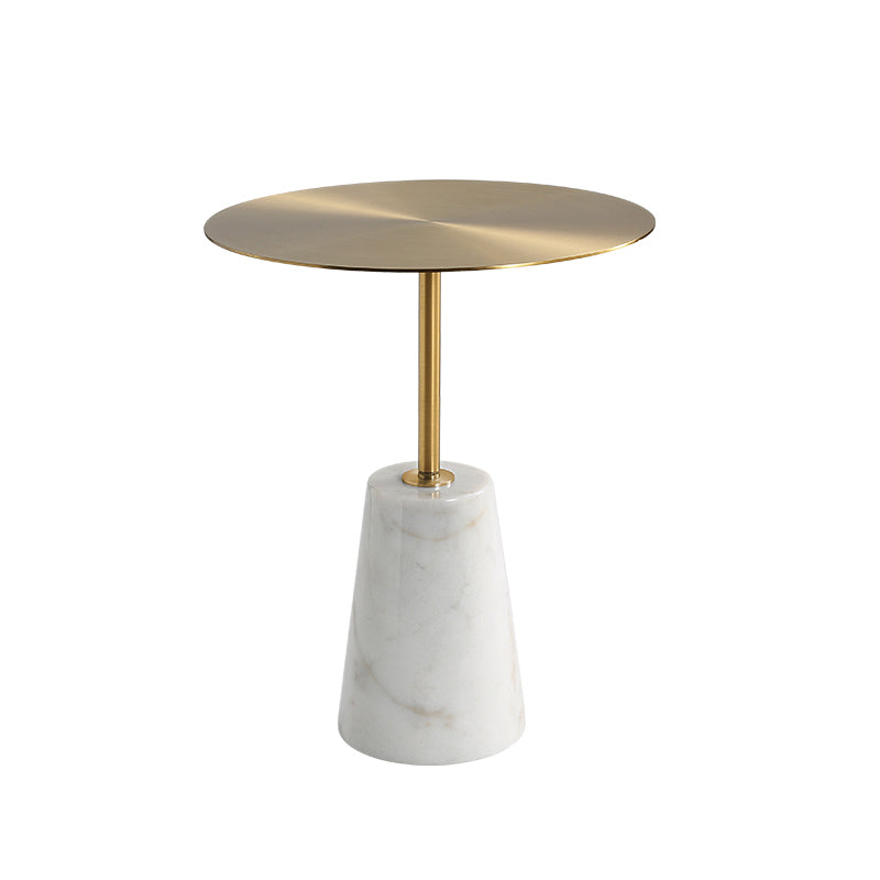 Modern Pedestal Side Table Round Metal Sofa End Table for Living Room