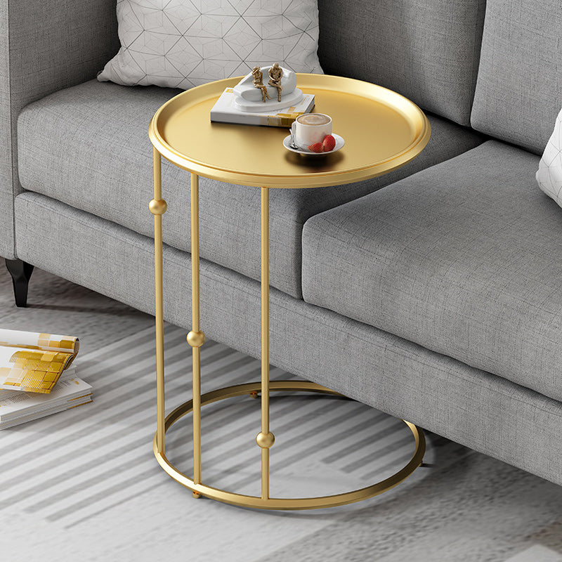 Mid-Century Black / Gold Metal Round Tray Top End Table C Side Table